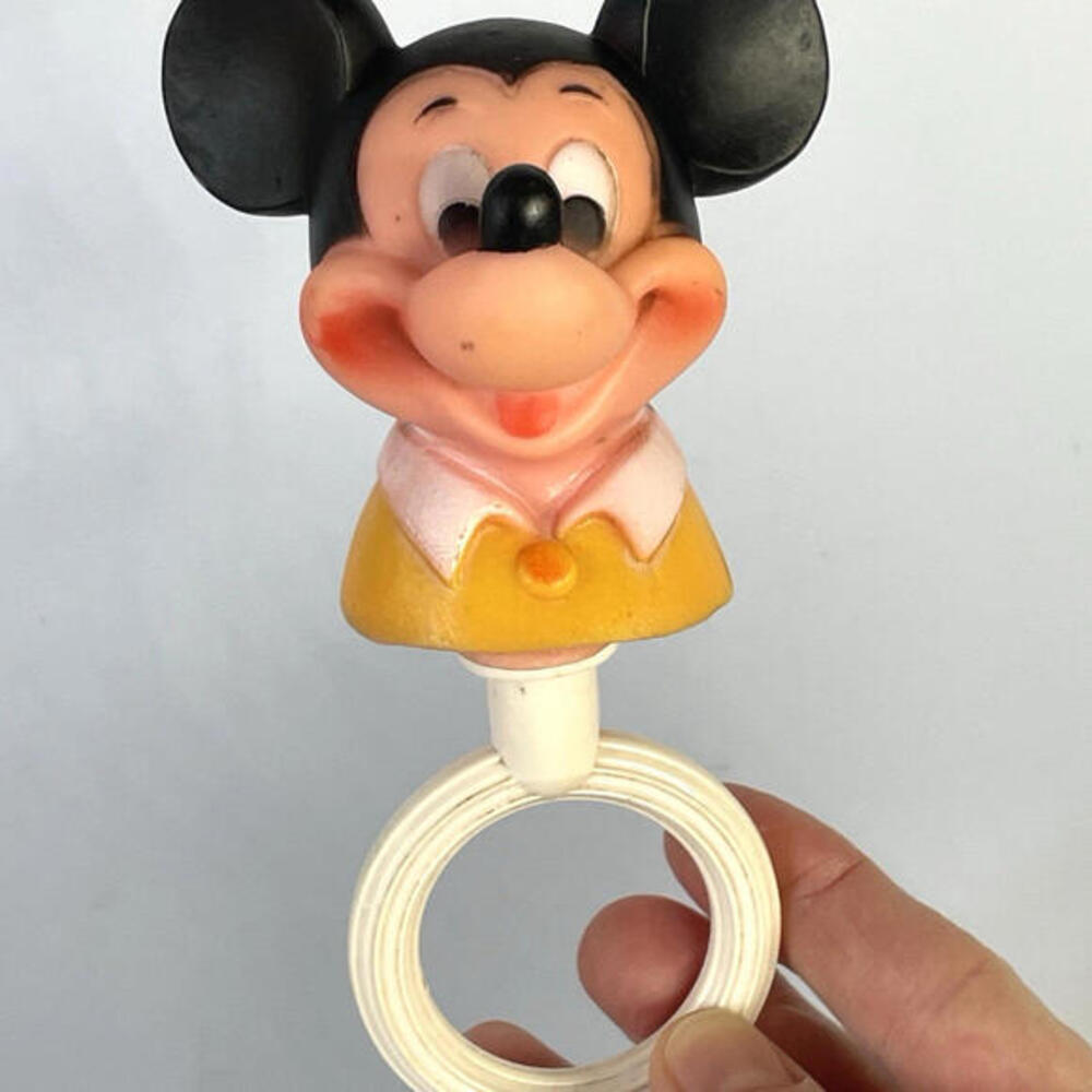 Rare Vintage 1972 Walt Disney Production Mickey Mouse Baby Rattle Teether